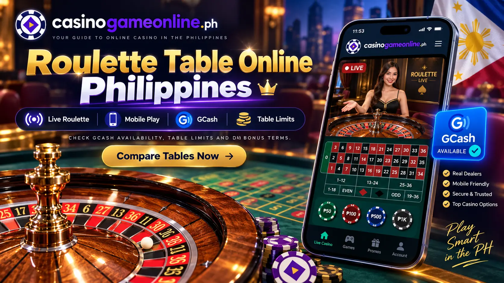 Roulette table online Philippines live play layout and dealer wheel